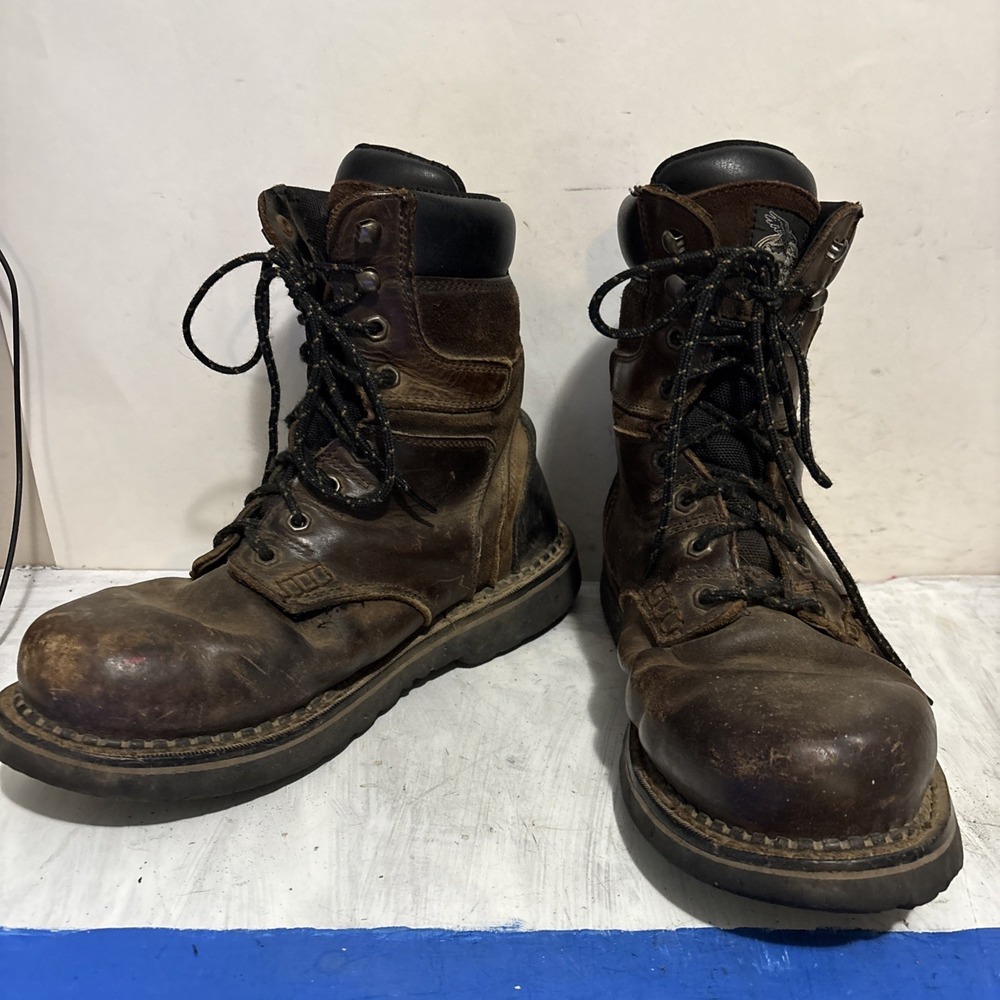 GEORGIA Boot Men's Brookville 8" SoftToe Waterproof Work Boots Brown 9W WORN